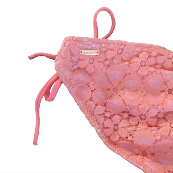 Victoria's Secret 2015 Floral Neon Crochet Side Ties Swim Bottoms Medium - Picture 10 of 13